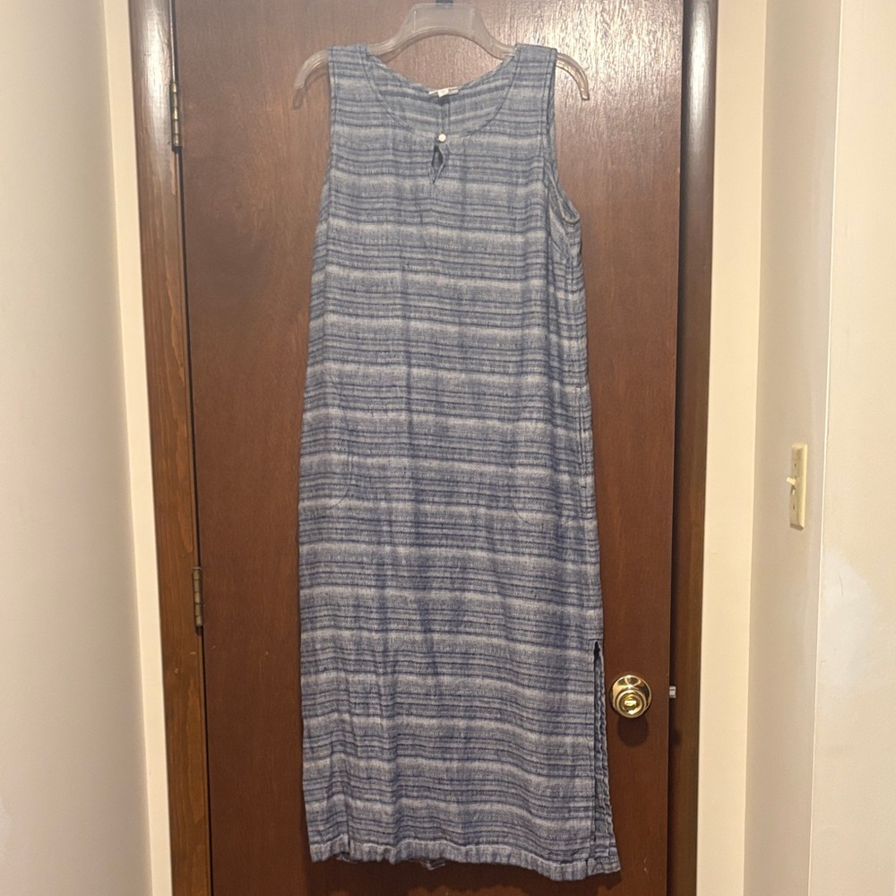 J. Jill Navy and White Striped Sleeveless Maxi Dress